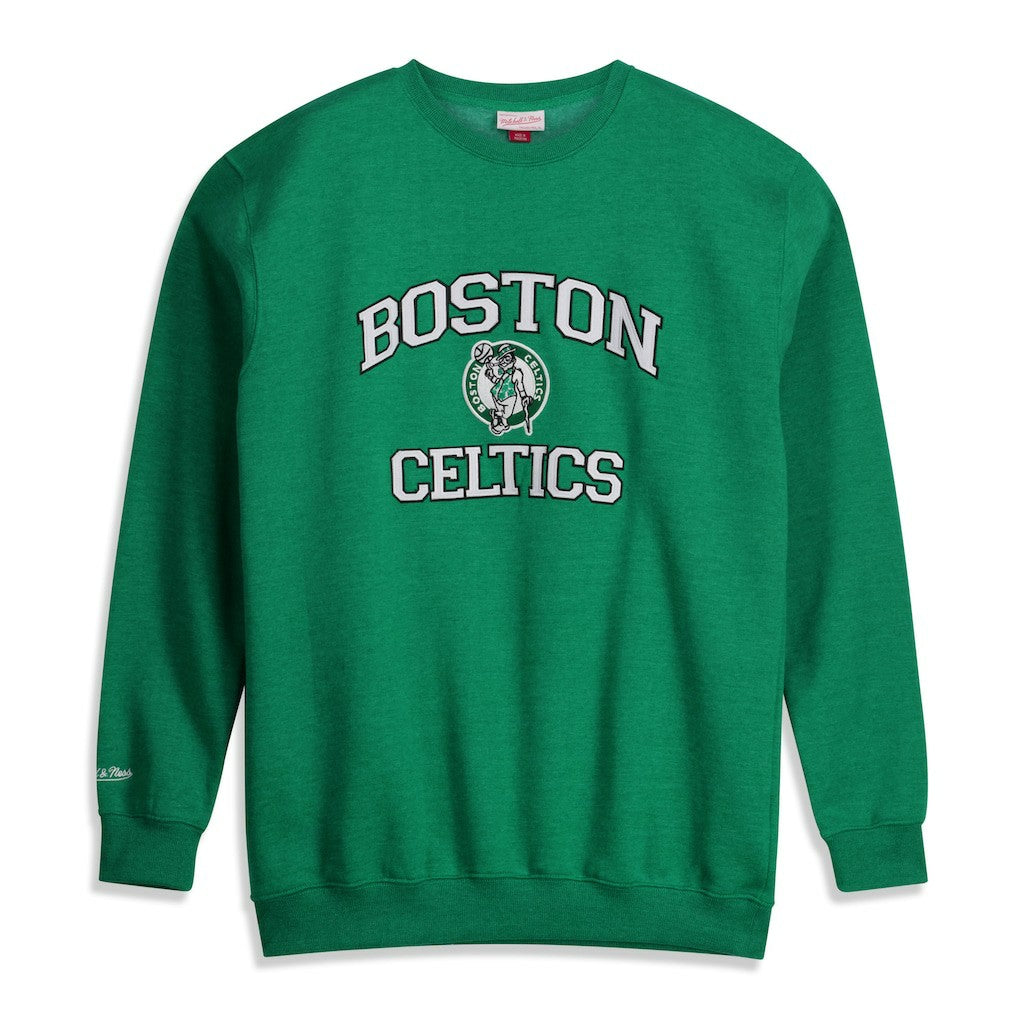 Boston Celtics Hardwood Classics Big & Tall Crewneck Sweatshirt Heather Kelly Green - Mitchell & Ness