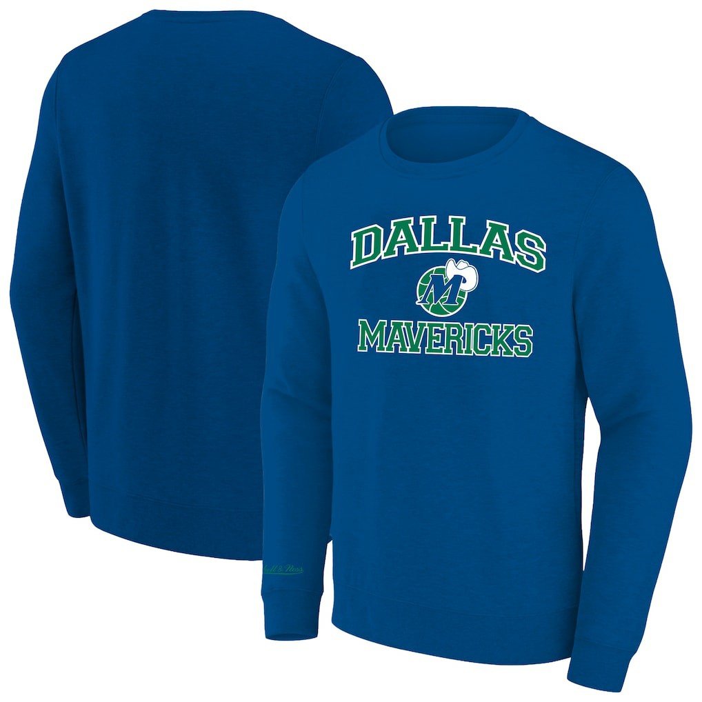 Dallas Mavericks Hardwood Classics Big & Tall Crewneck Sweatshirt Heather Blue - Mitchell & Ness
