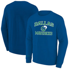 Dallas Mavericks Hardwood Classics Big & Tall Crewneck Sweatshirt Heather Blue - Mitchell & Ness