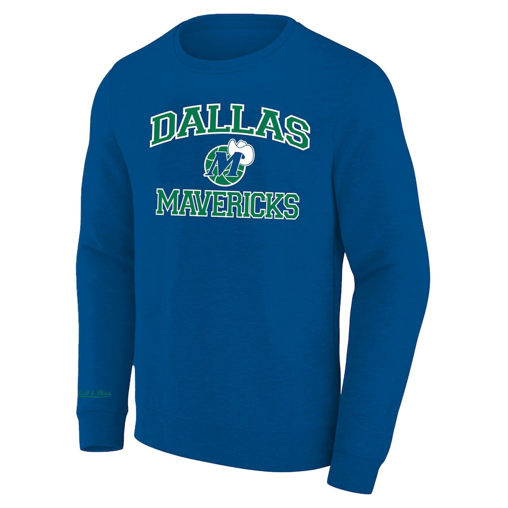Dallas Mavericks Hardwood Classics Big & Tall Crewneck Sweatshirt Heather Blue - Mitchell & Ness