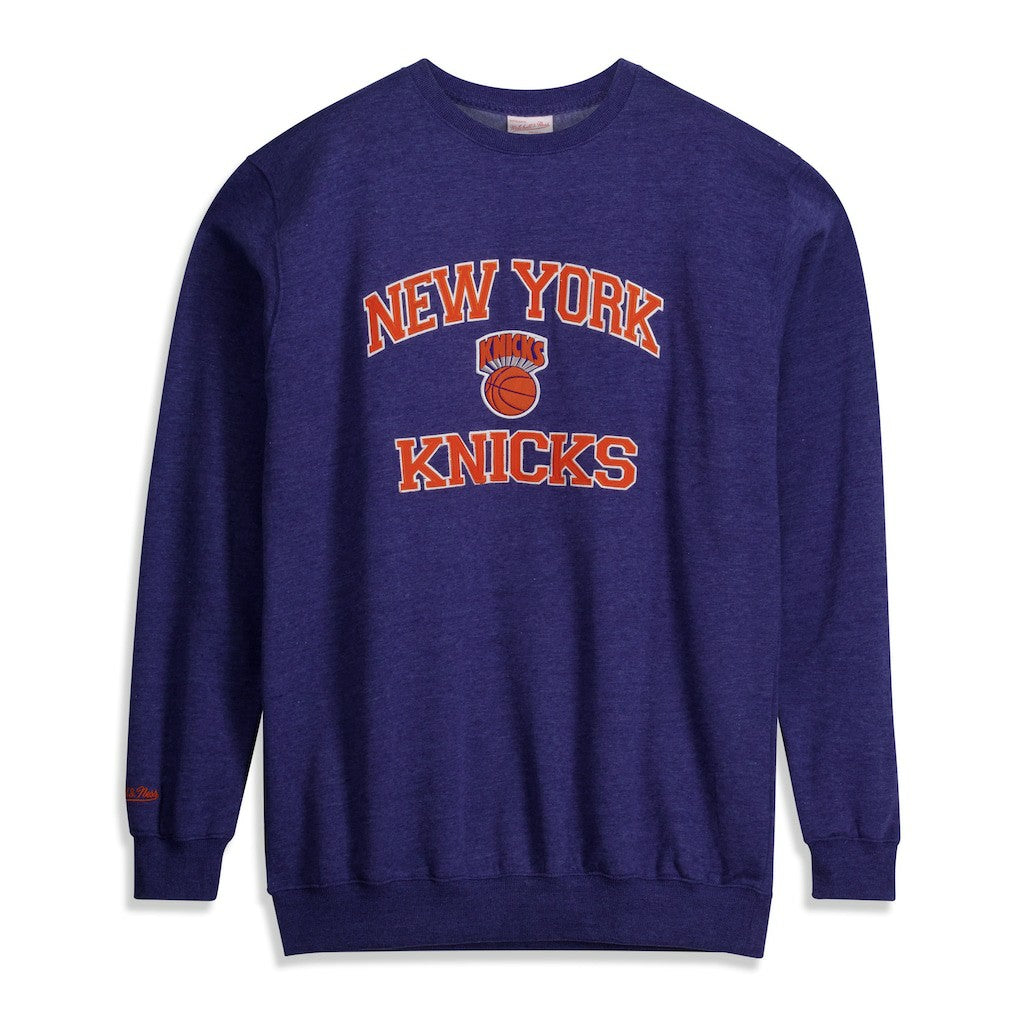 New York Knicks Hardwood Classics Big & Tall Crewneck Sweatshirt Heather Blue - Mitchell & Ness