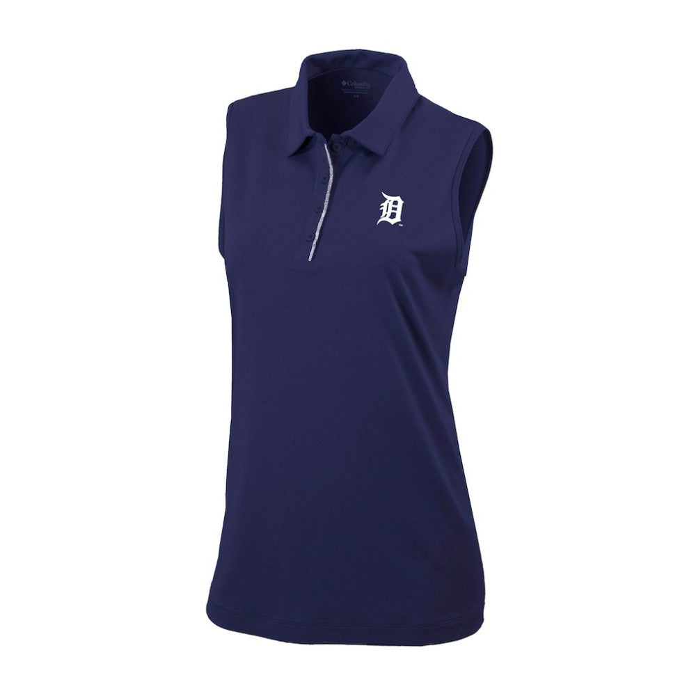 Detroit Tigers Columbia Women's Tend The Ball Sleeveless Polo - Navy