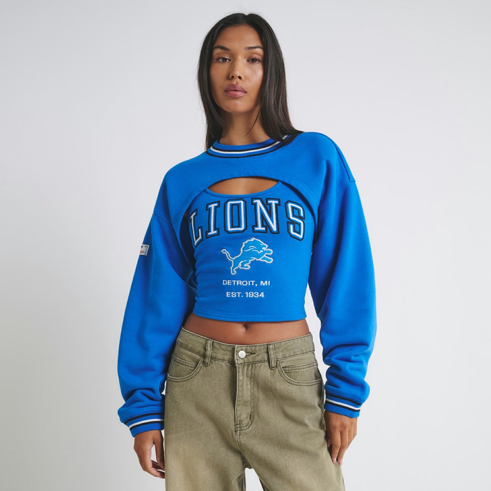 Detroit Lions Off Season Women's Fleece Shrug Cami - Blue