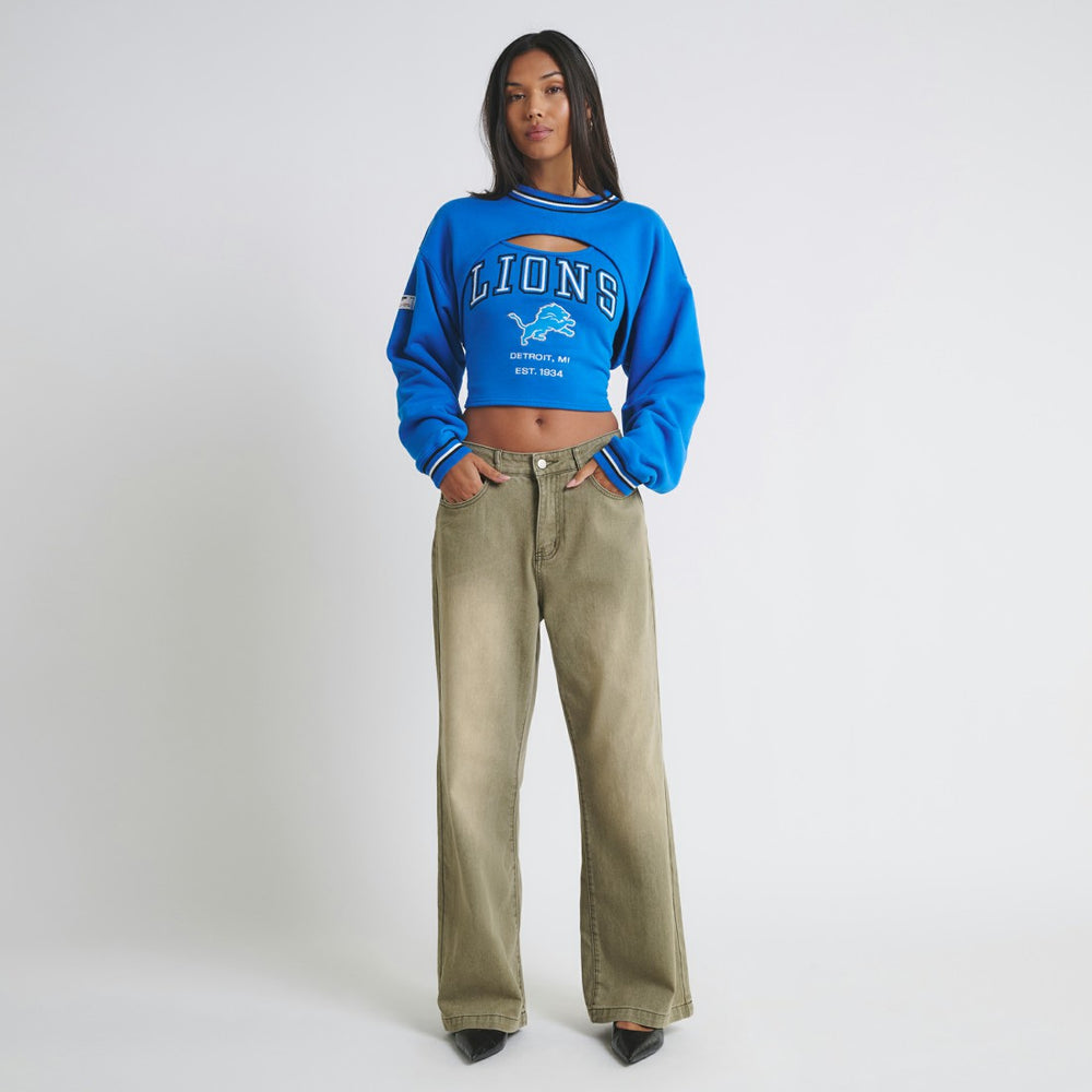 Detroit Lions Off Season Women's Fleece Shrug Cami - Blue
