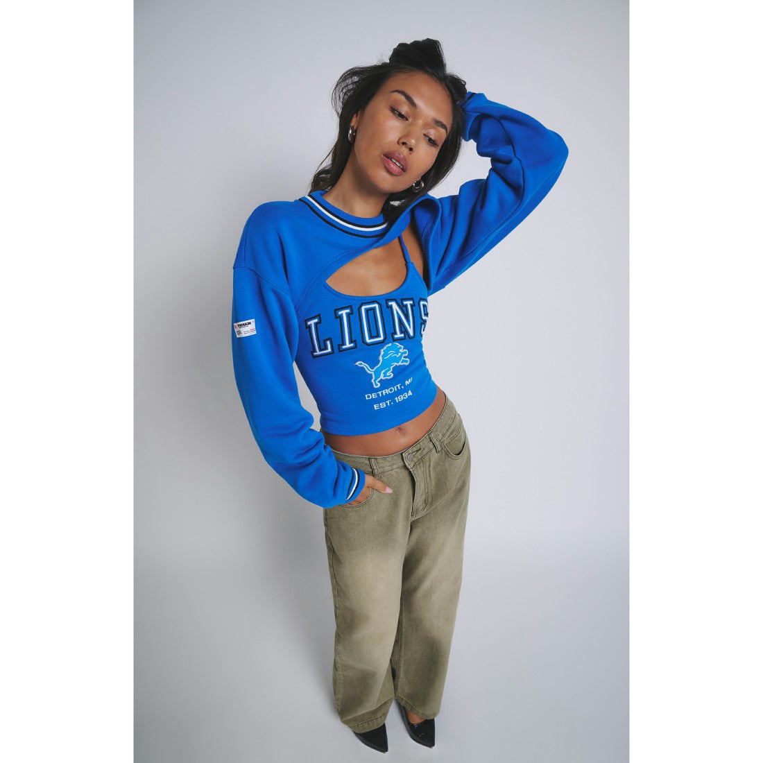Detroit Lions Off Season Women's Fleece Shrug Cami - Blue
