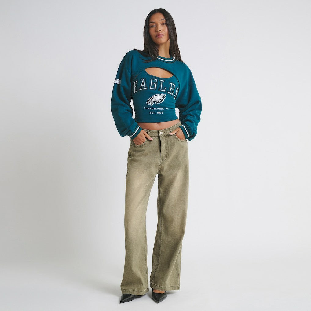 Philadelphia Eagles Off Season Women's Fleece Shrug Cami - Midnight Green