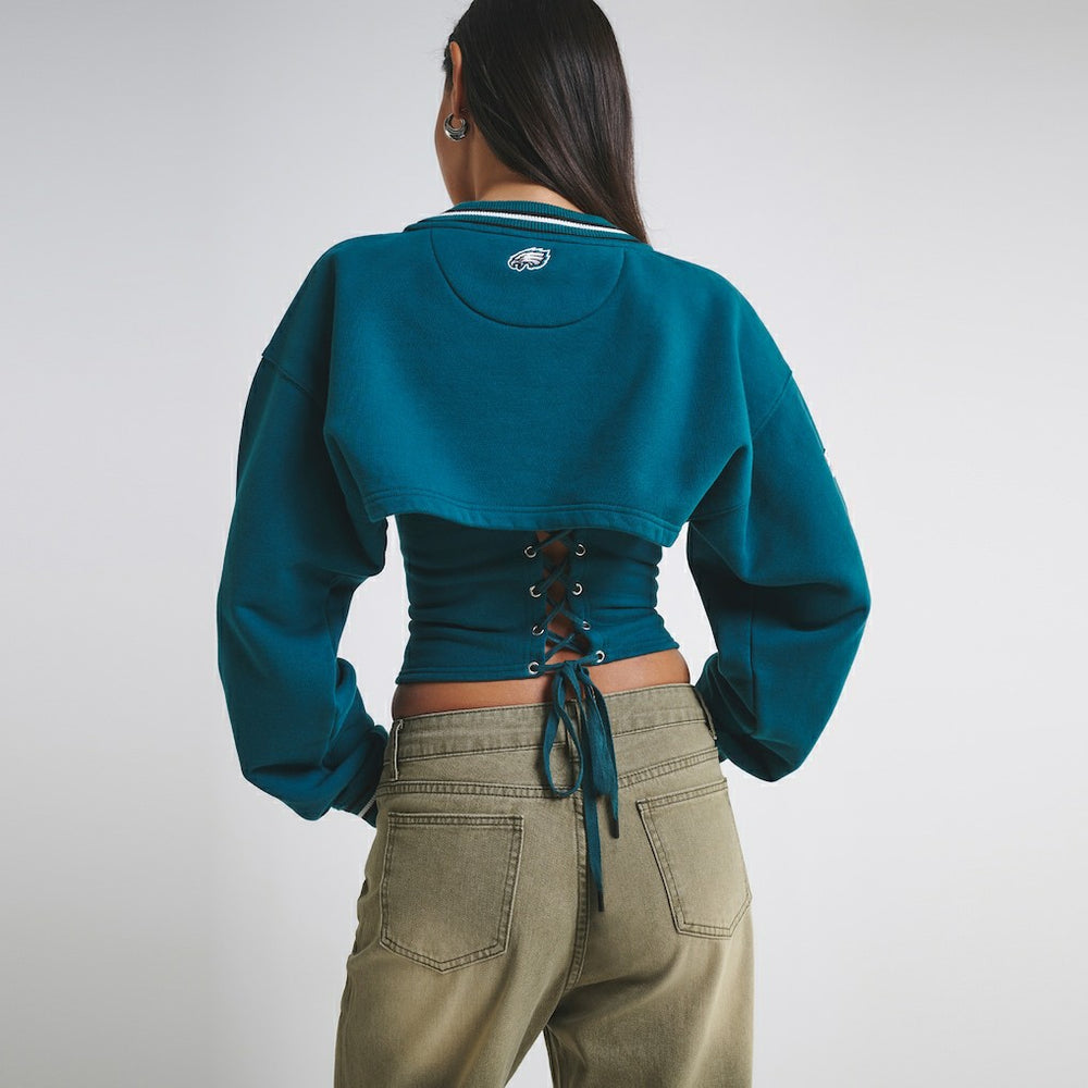 Philadelphia Eagles Off Season Women's Fleece Shrug Cami - Midnight Green