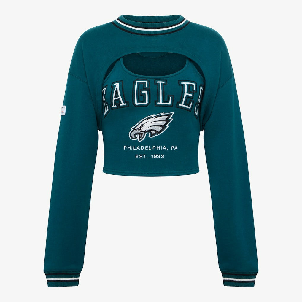Philadelphia Eagles Off Season Women's Fleece Shrug Cami - Midnight Green