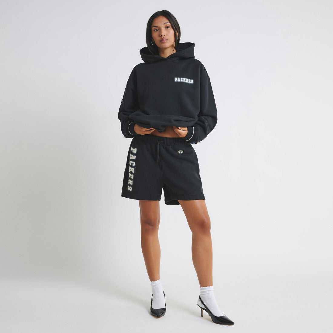 Green Bay Packers Off Season Unisex Fleece Shorts - Black Shorts