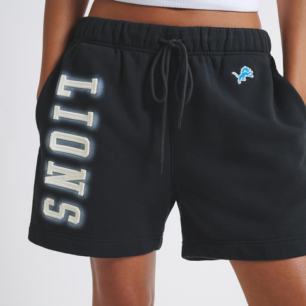 Detroit Lions Off Season Unisex Fleece Shorts - Black Shorts