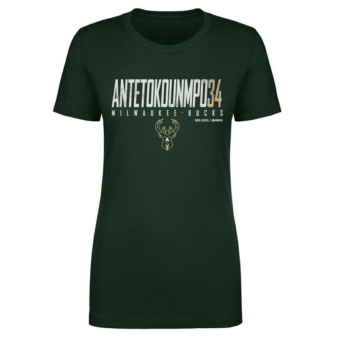 Giannis Antetokounmpo Milwaukee Bucks 500 Level Women's Elite T-Shirt Hunter Green