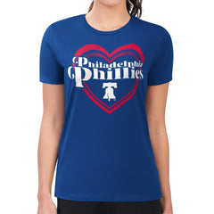 Philadelphia Phillies G-III 4Her by Carl Banks Women's Super-Slim Fit Lightweight Double Heart T-Shirt - Royal T-shirts