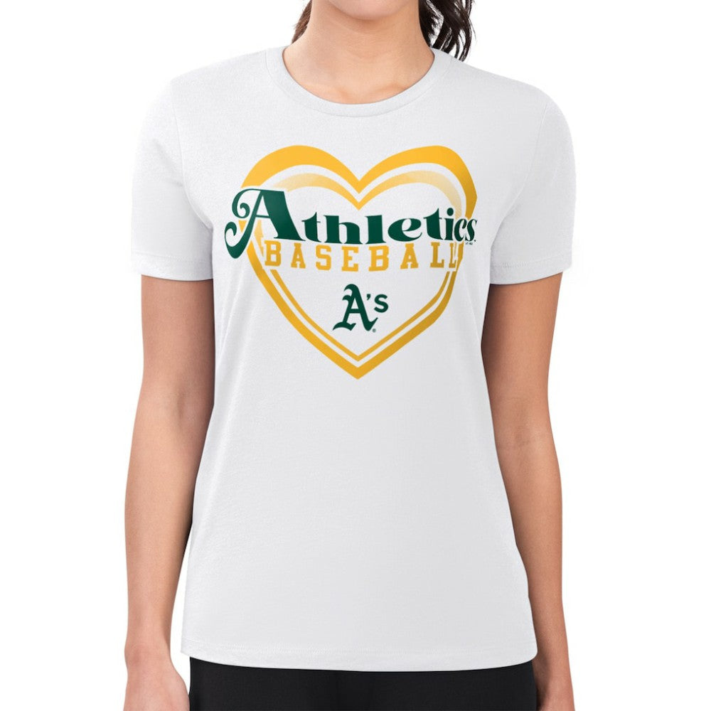 Athletics G-III 4Her by Carl Banks Women's Super-Slim Fit Lightweight Double Heart T-Shirt - White T-shirts