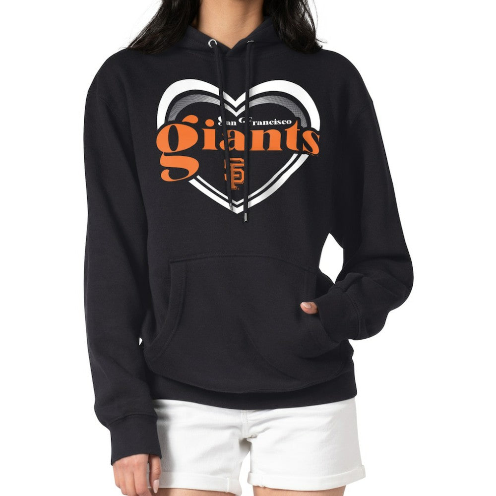 San Francisco Giants G-III 4Her by Carl Banks Women's Double Heart Fleece Pullover Hoodie - Black Hoodies