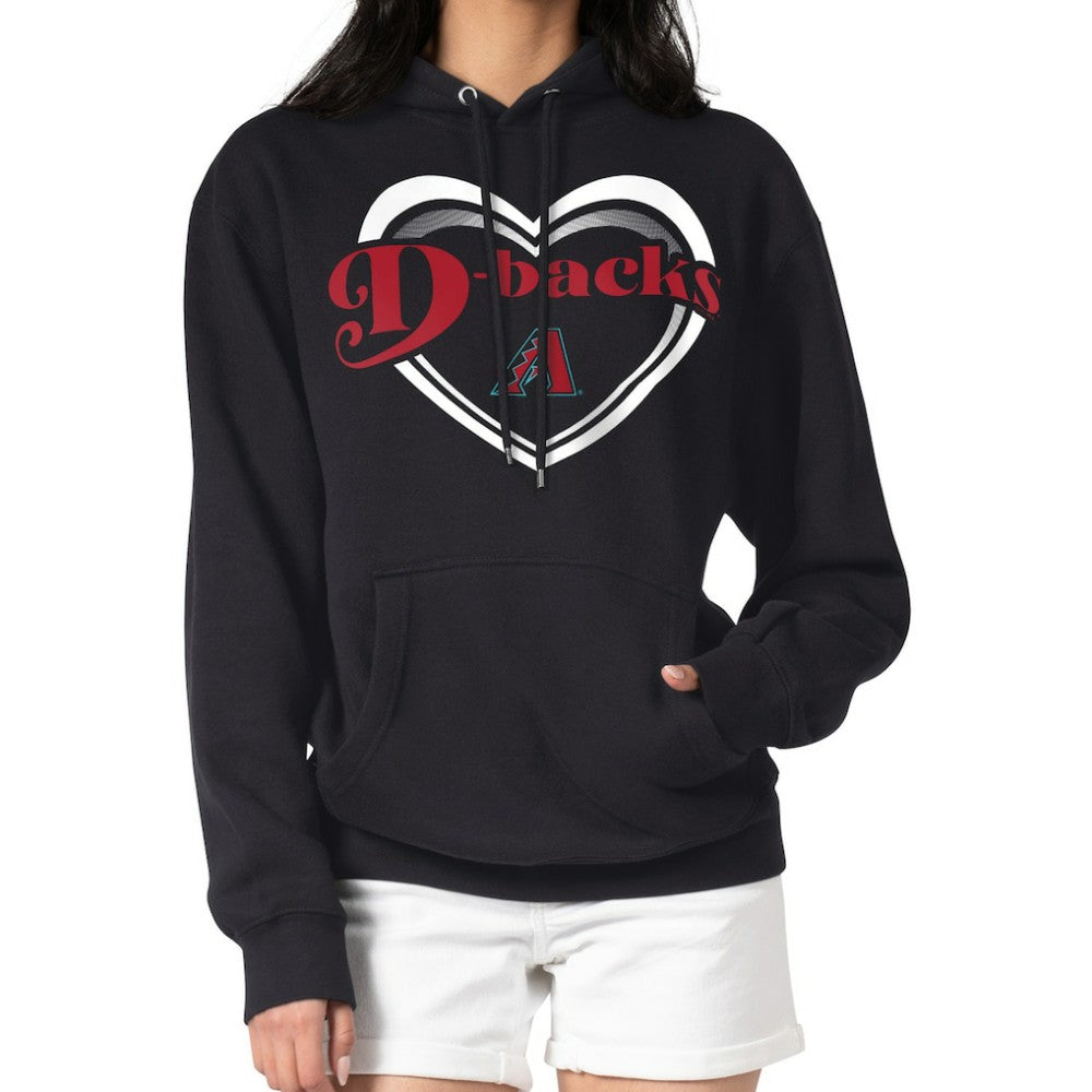 Arizona Diamondbacks G-III 4Her by Carl Banks Women's Double Heart Fleece Pullover Hoodie - Black Hoodies