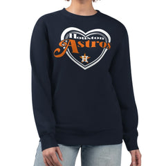 Houston Astros G-III 4Her by Carl Banks Women's Double Heart Fleece Pullover Sweatshirt - Navy Pullover