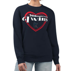 Minnesota Twins G-III 4Her by Carl Banks Women's Double Heart Fleece Pullover Sweatshirt - Navy Pullover