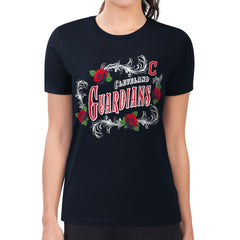 Cleveland Guardians G-III 4Her by Carl Banks Women's Super-Slim Fit Lightweight Retro Roses T-Shirt - Navy T-shirts