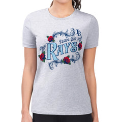 Tampa Bay Rays G-III 4Her by Carl Banks Women's Super-Slim Fit Lightweight Retro Roses T-Shirt - Gray T-shirts