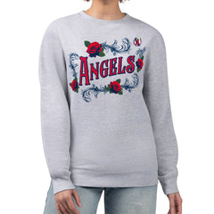 Los Angeles Angels G-III 4Her by Carl Banks Women's Retro Roses Fleece Pullover Sweatshirt - Gray Pullover