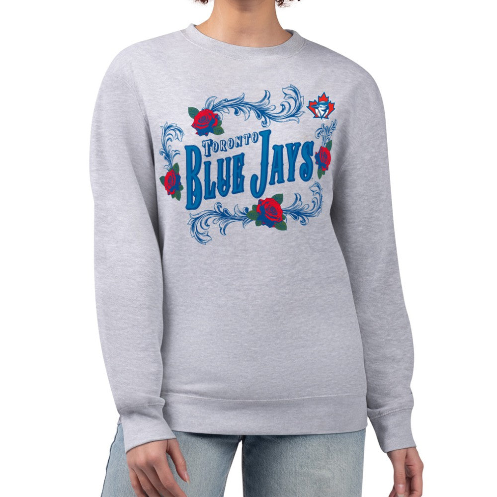 Toronto Blue Jays G-III 4Her by Carl Banks Women's Retro Roses Fleece Pullover Sweatshirt - Gray Pullover
