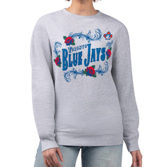 Toronto Blue Jays G-III 4Her by Carl Banks Women's Retro Roses Fleece Pullover Sweatshirt - Gray Pullover