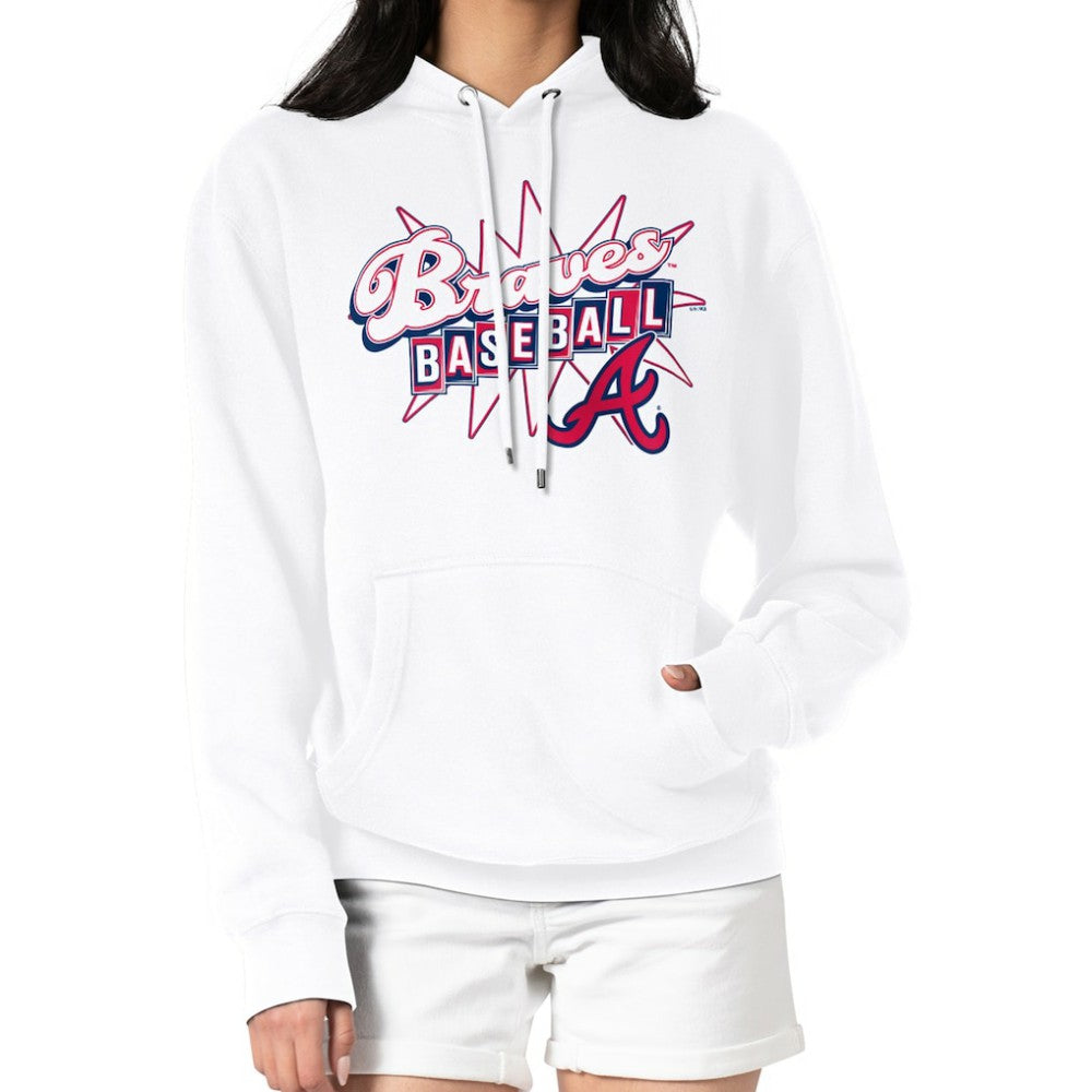 Atlanta Braves Starter Women's Drive-In Pullover Hoodie - White Hoodies
