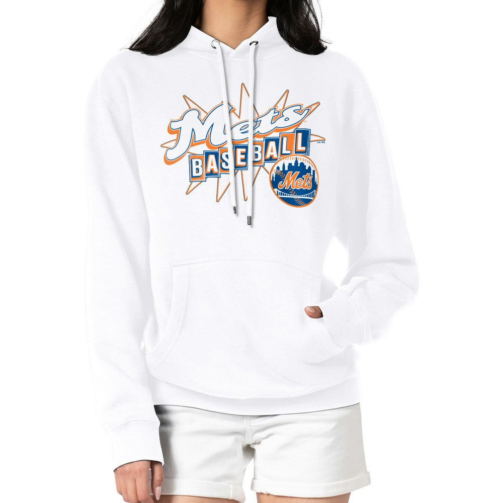 New York Mets Starter Women's Drive-In Pullover Hoodie - White Hoodies