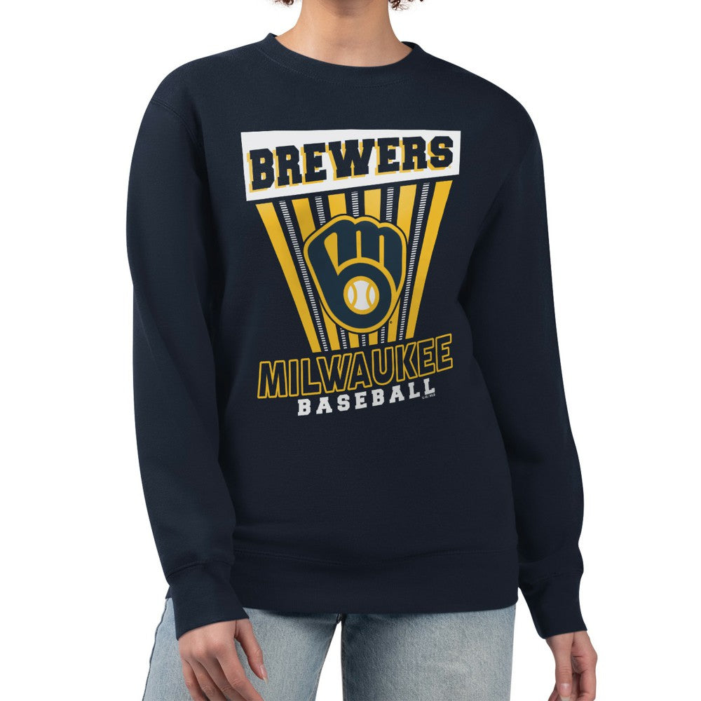Milwaukee Brewers Starter Women's Poster Print Pullover Sweatshirt - Navy Pullover