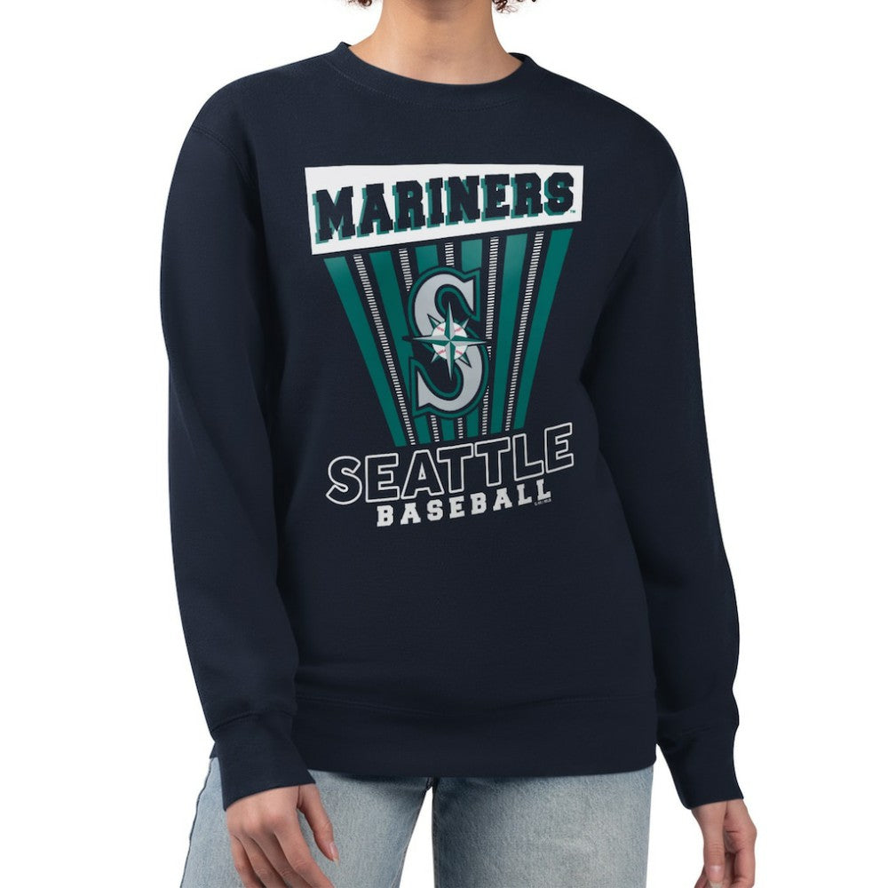 Seattle Mariners Starter Women's Poster Print Pullover Sweatshirt - Navy Pullover