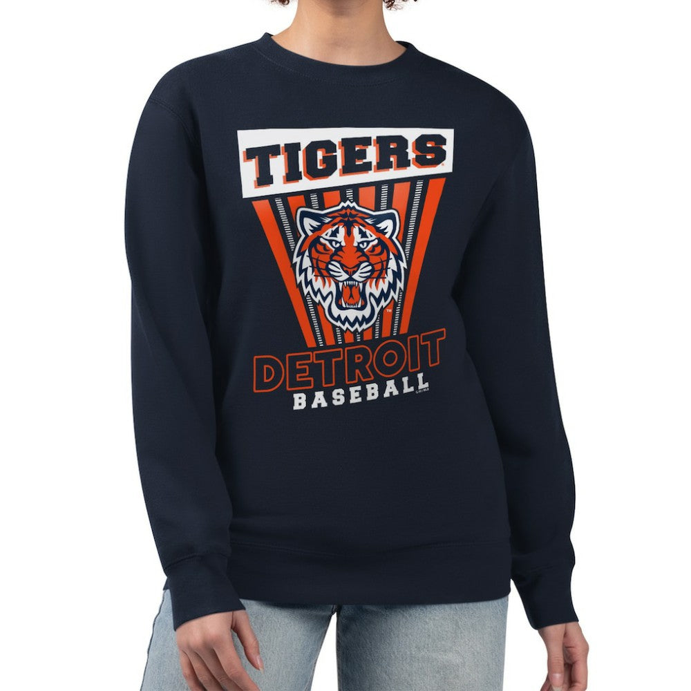 Detroit Tigers Starter Women's Poster Print Pullover Sweatshirt - Navy Pullover