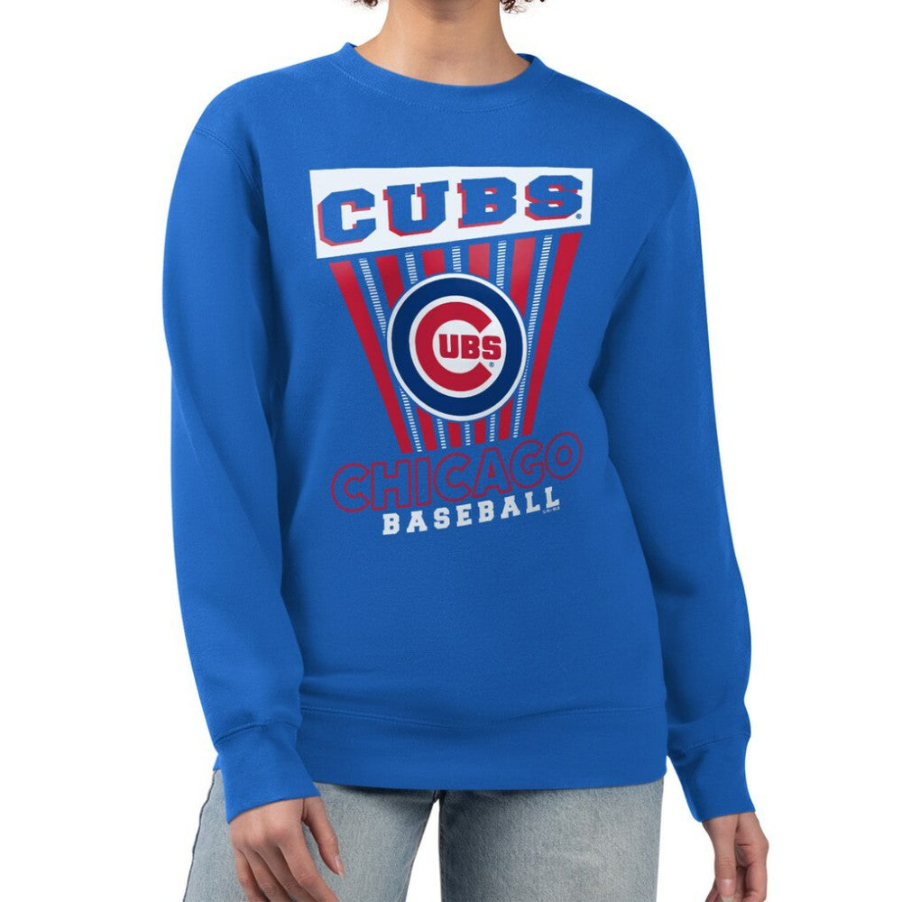 Chicago Cubs Starter Women's Poster Print Pullover Sweatshirt - Royal Pullover