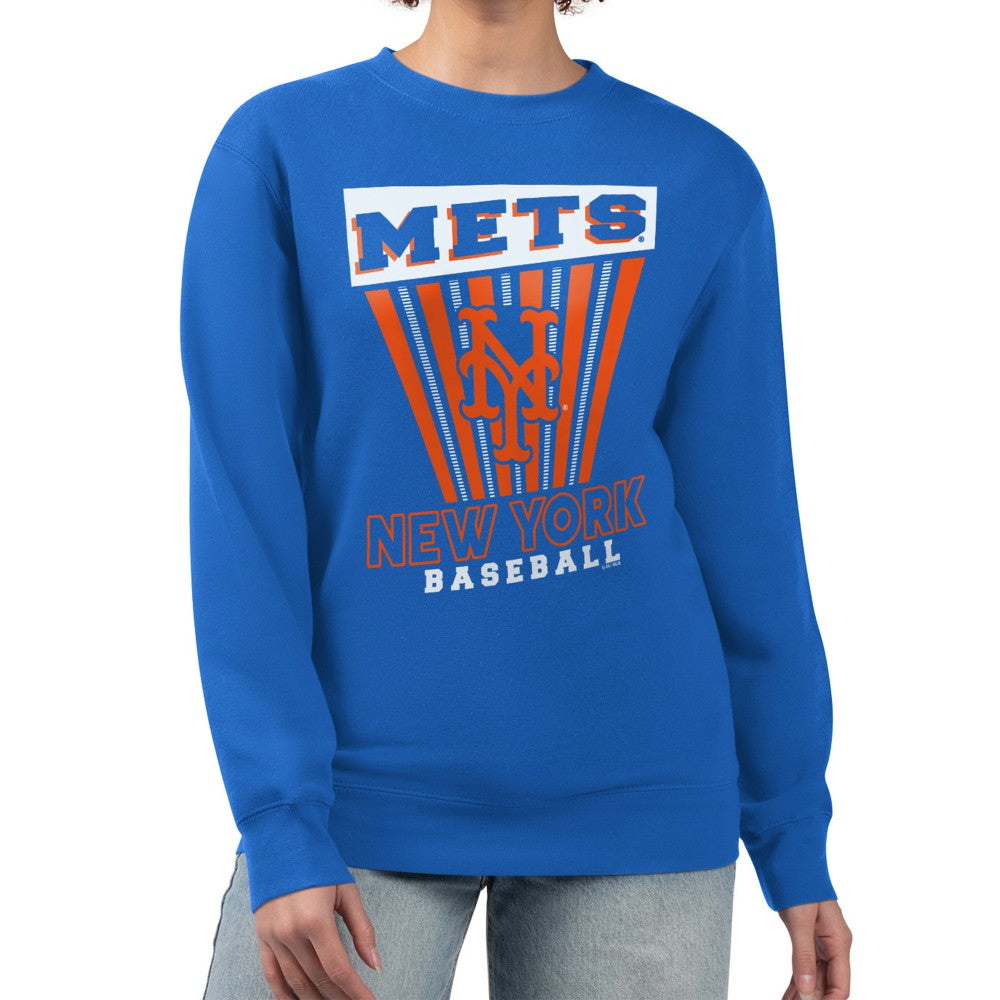New York Mets Starter Women's Poster Print Pullover Sweatshirt - Royal Pullover