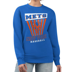 New York Mets Starter Women's Poster Print Pullover Sweatshirt - Royal Pullover