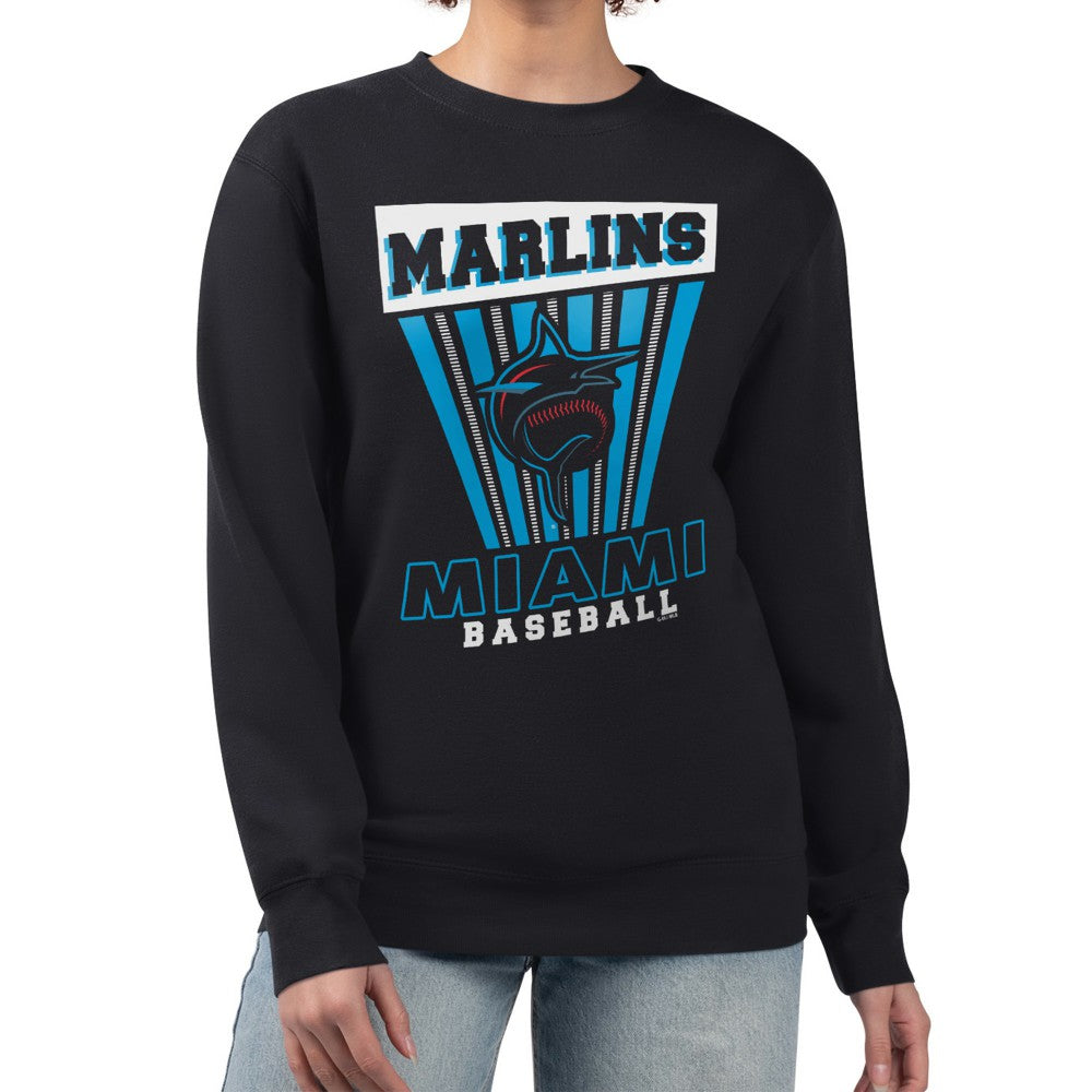 Miami Marlins Starter Women's Poster Print Pullover Sweatshirt - Black Pullover