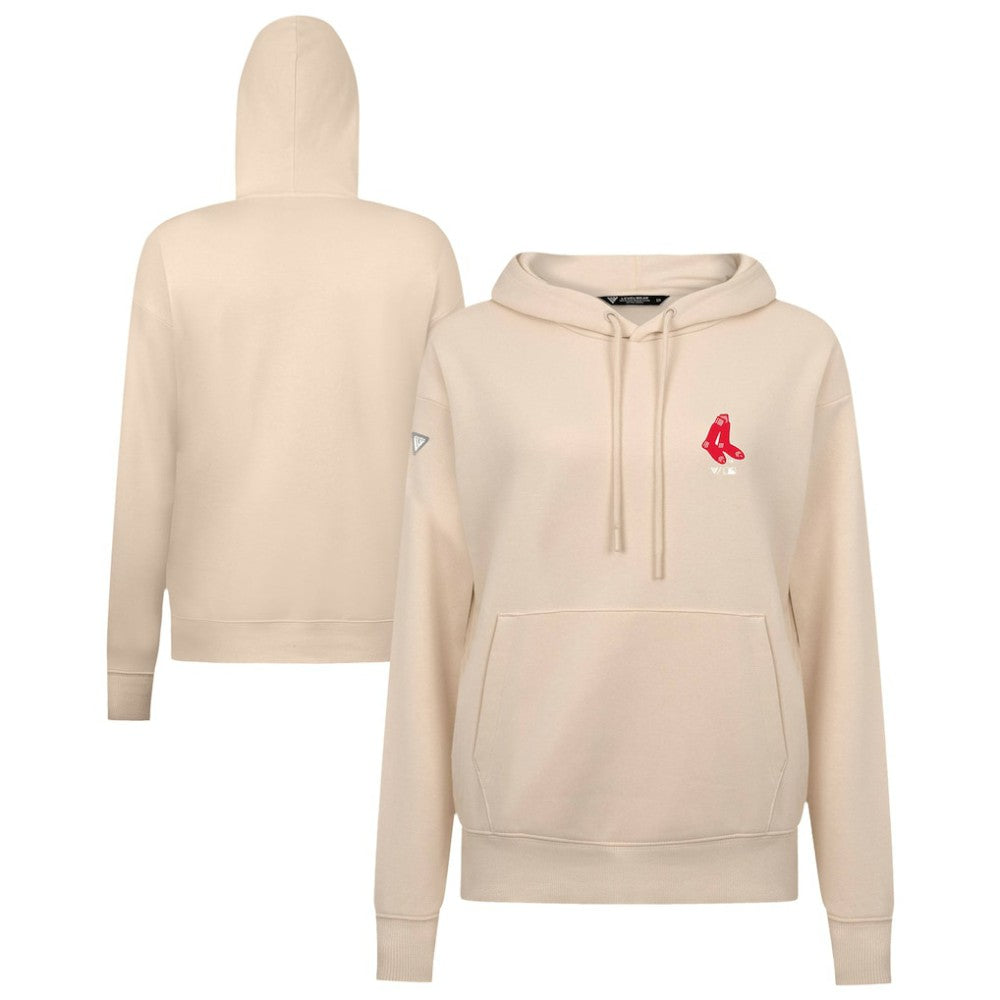 Boston Red Sox Levelwear Women's Cooperstown Collection Adorn Core Logo Pullover Hoodie - Khaki Hoodies
