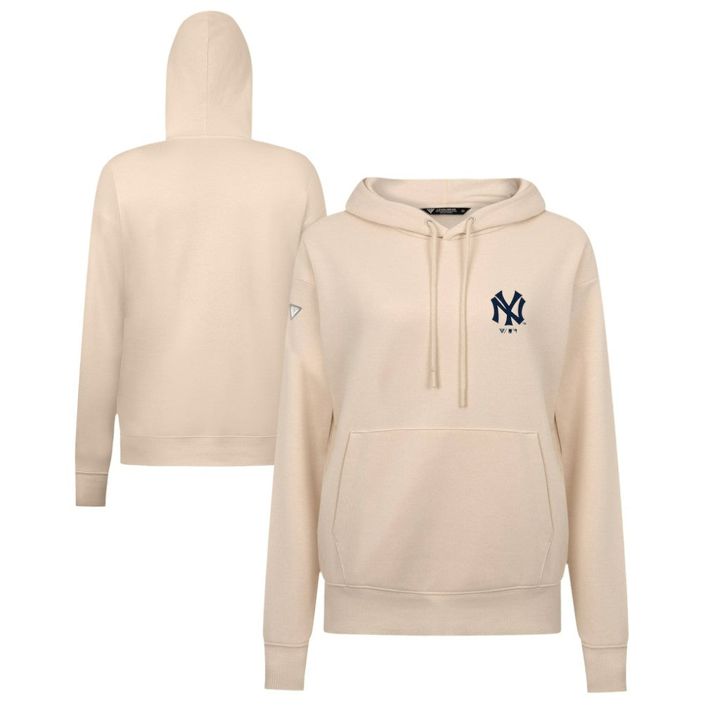 New York Yankees Levelwear Women's Cooperstown Collection Adorn Core Logo Pullover Hoodie - Khaki Hoodies