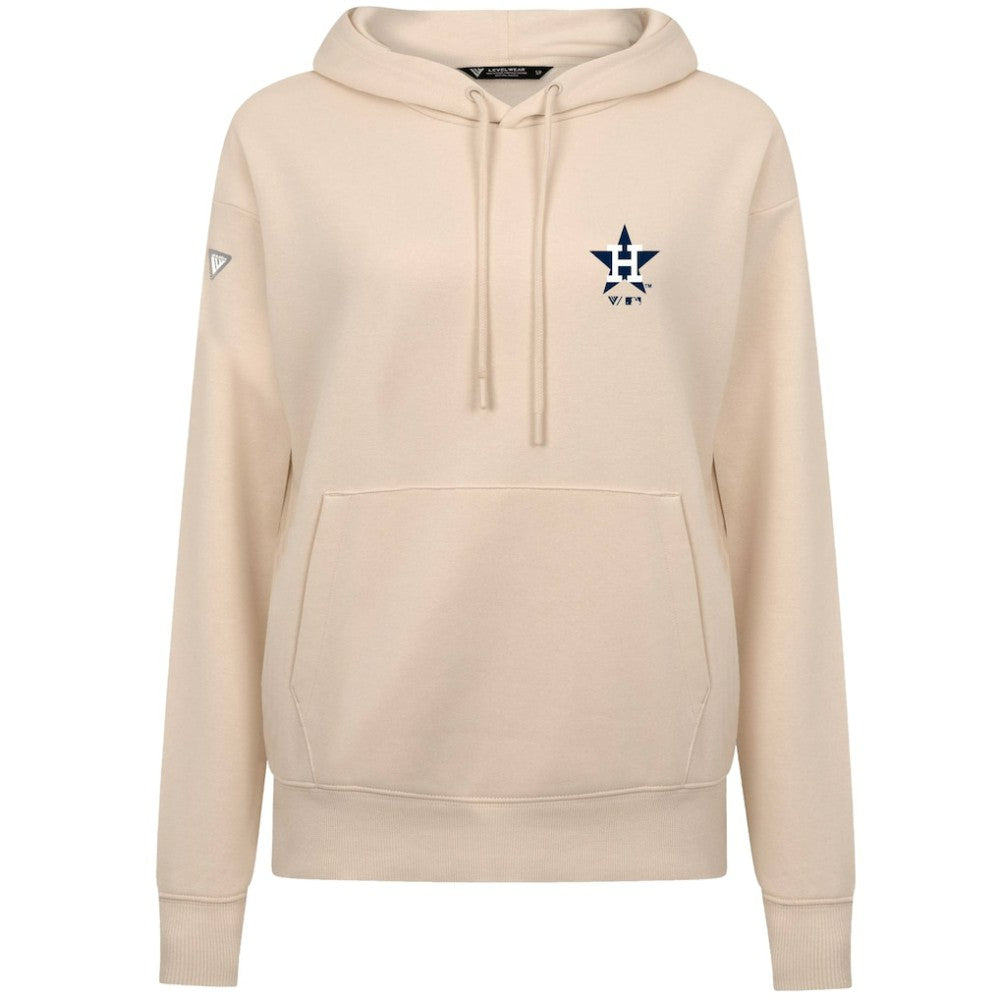Houston Astros Levelwear Women's Cooperstown Collection Adorn Core Logo Pullover Hoodie - Khaki Hoodies