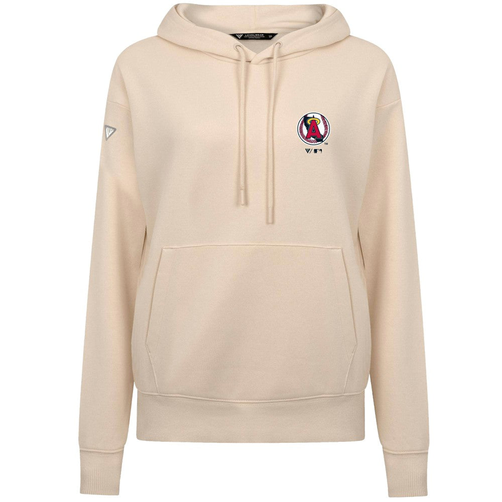 Los Angeles Angels Levelwear Women's Cooperstown Collection Adorn Core Logo Pullover Hoodie - Khaki Hoodies
