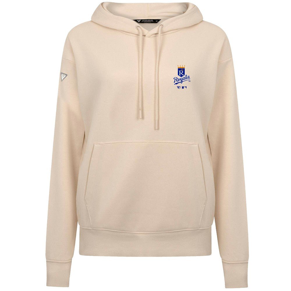 Kansas City Royals Levelwear Women's Cooperstown Collection Adorn Core Logo Pullover Hoodie - Khaki Hoodies