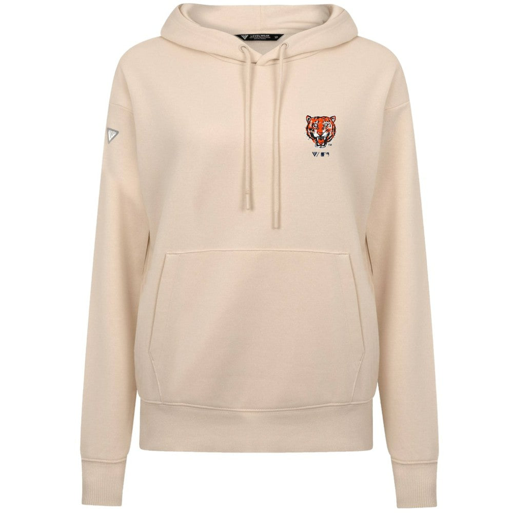 Detroit Tigers Levelwear Women's Cooperstown Collection Adorn Core Logo Pullover Hoodie - Khaki Hoodies