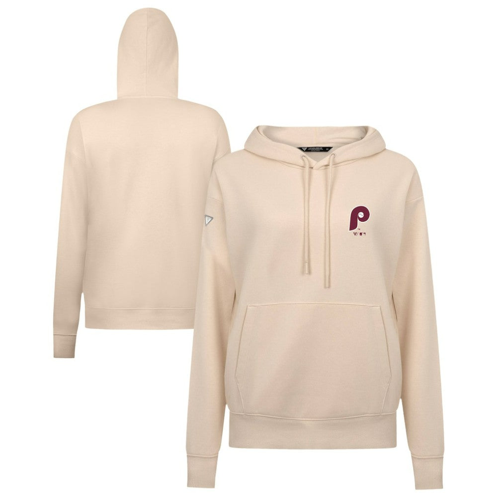 Philadelphia Phillies Levelwear Women's Cooperstown Collection Adorn Core Logo Pullover Hoodie - Khaki Hoodies