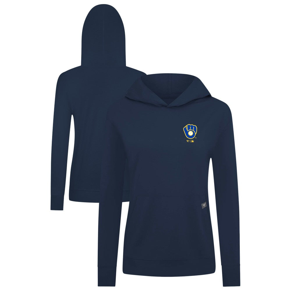 Milwaukee Brewers Levelwear Women's Cooperstown Collection Relay Core Logo Pullover Hoodie - Navy Hoodies