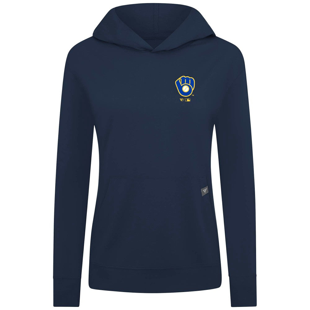 Milwaukee Brewers Levelwear Women's Cooperstown Collection Relay Core Logo Pullover Hoodie - Navy Hoodies