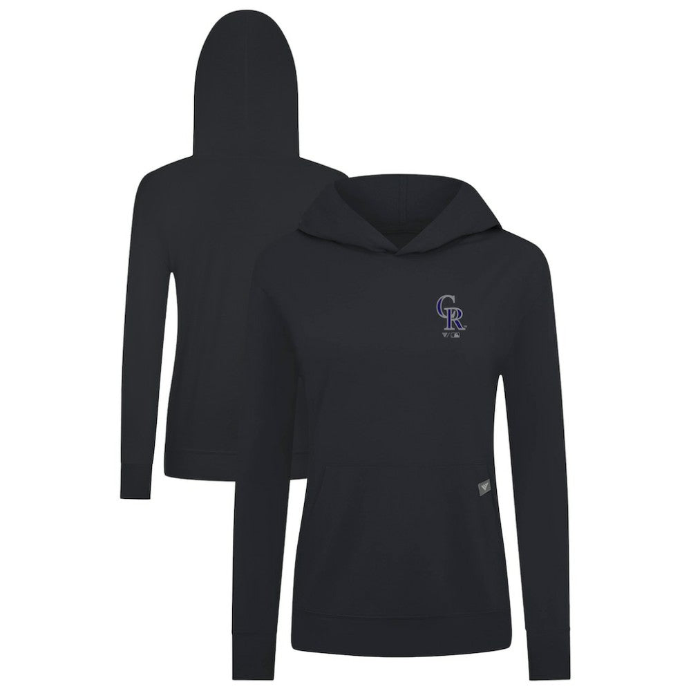 Colorado Rockies Levelwear Women's Cooperstown Collection Relay Core Logo Pullover Hoodie - Black Hoodies