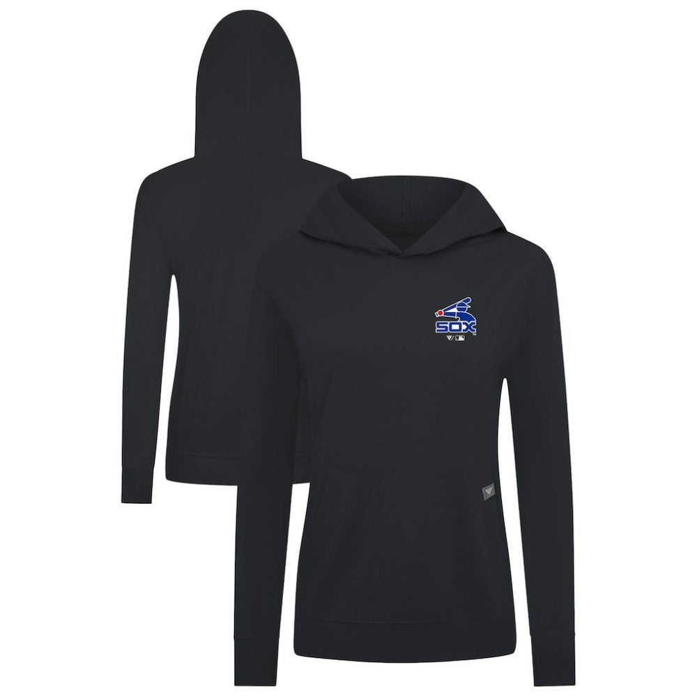 Chicago White Sox Levelwear Women's Cooperstown Collection Relay Core Logo Pullover Hoodie - Black Hoodies