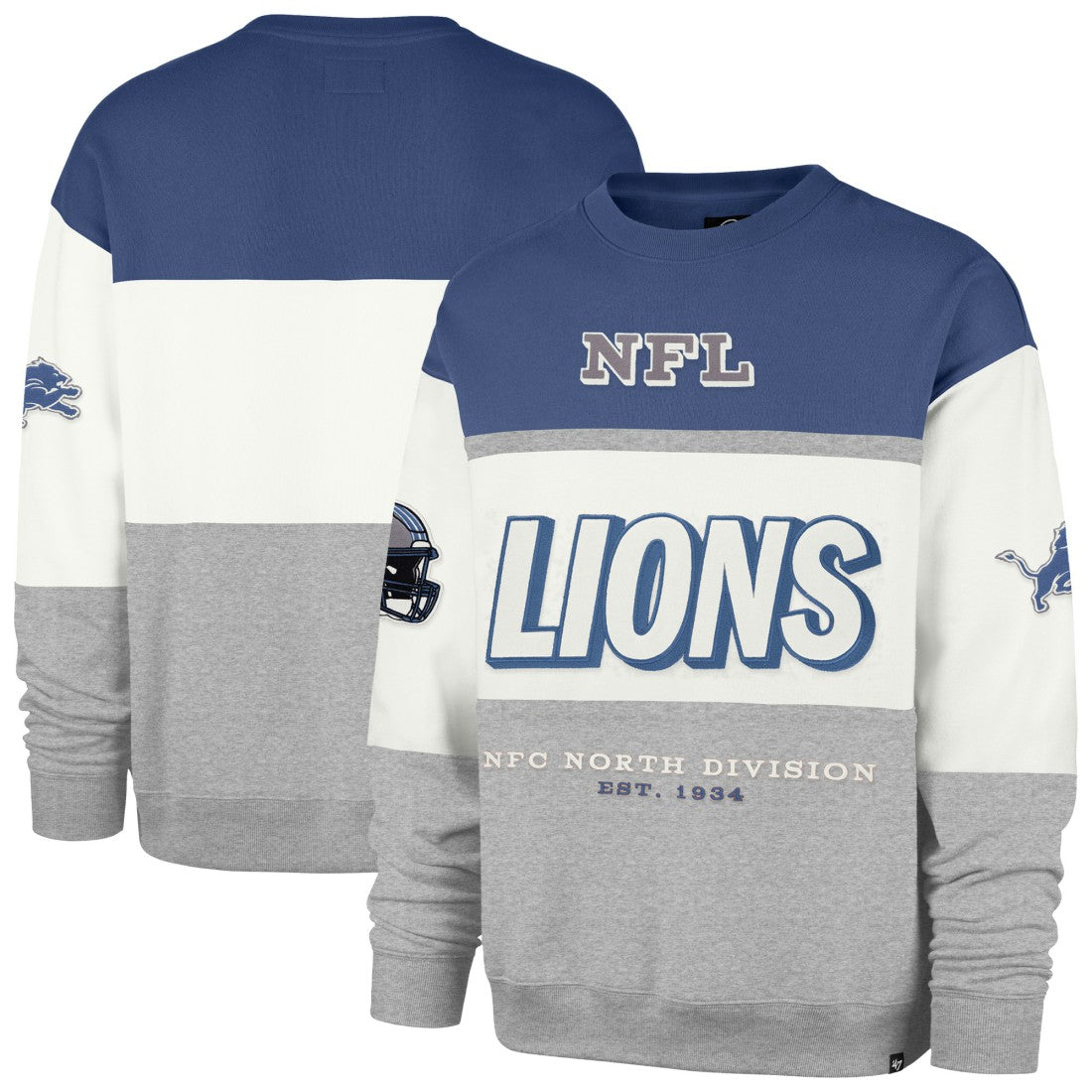 Detroit Lions '47 Breeze Maximalist Sweatshirt - Blue/Gray Sweatshirts