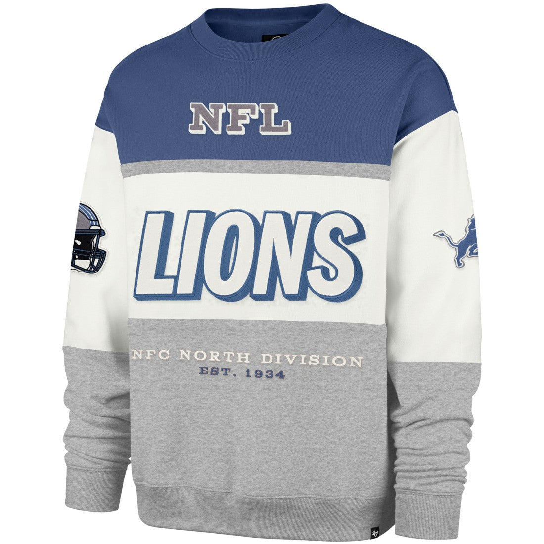 Detroit Lions '47 Breeze Maximalist Sweatshirt - Blue/Gray Sweatshirts
