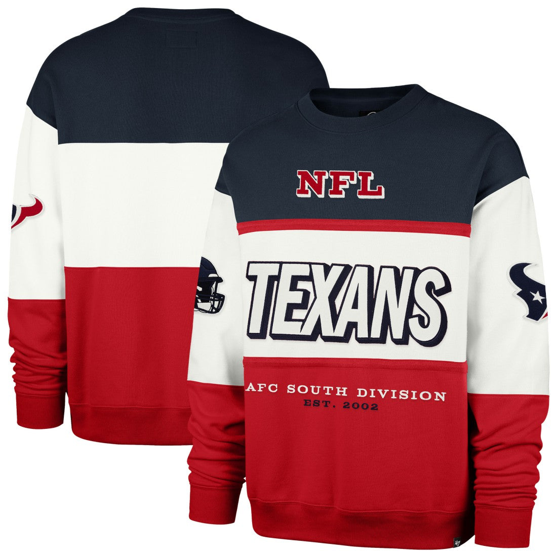 Houston Texans '47 Breeze Maximalist Sweatshirt - Navy/Red Sweatshirts