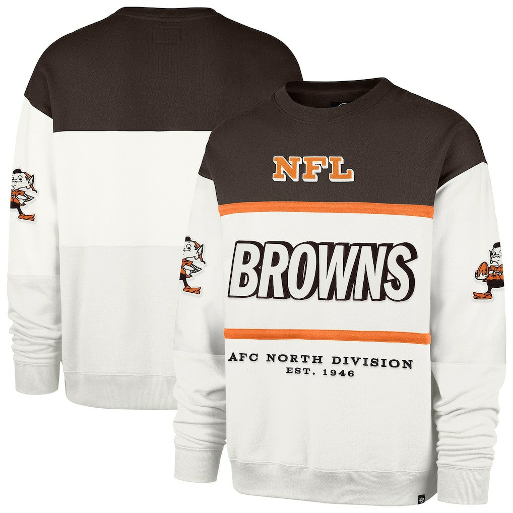 Cleveland Browns '47 Throwback Breeze Maximalist Sweatshirt - White Sweatshirts